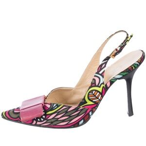 Missoni Colorful Slingback Heels with Pink Accent